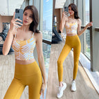 2023 NEW Yoga suit sports beautiful back running fitness bra gather two piece set  for women