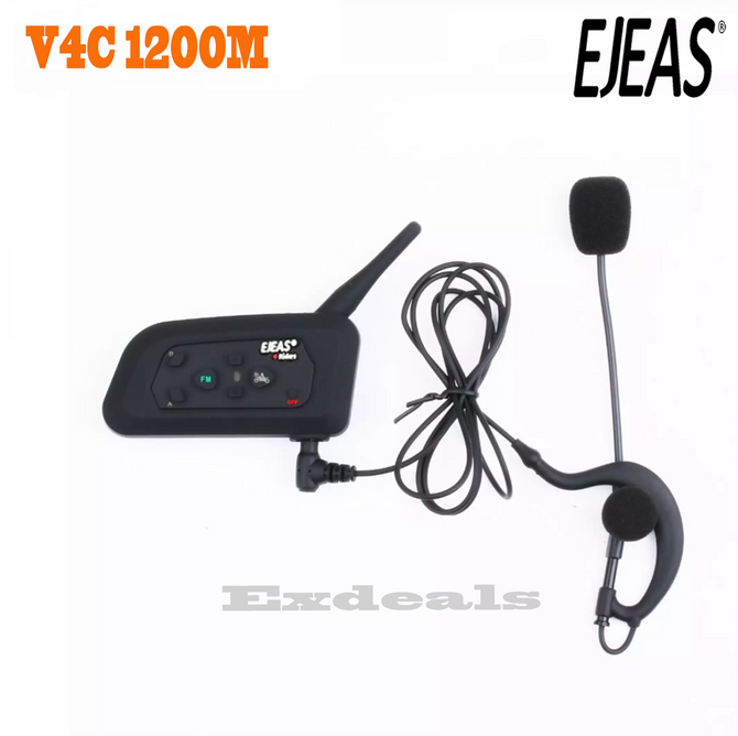 EJEAS V4C Football Referee Intercom Headset 1200M Full Duplex Bluetooth Headphone with FM Wireless Soccer Interphone