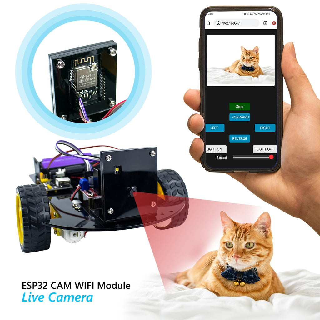 LAFVIN 2WD Smart Robot Car Kit Wifi ESP32 Camera Starter Kit for Ardui –  pfdeal