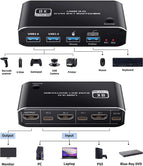 2023 Best HDMI 2.1 KVM Switch 4K 120Hz HDMI USB KVM Switch Dual Port USB HDMI 2.1 Switcher 2X1 4K 60Hz 8K 60Hz 2 PC 1 Monitor