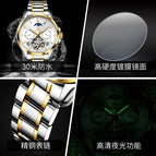 2022 OLEVS new men's watch automatic mechanical watch multifunctional hollow men's watch 6663
