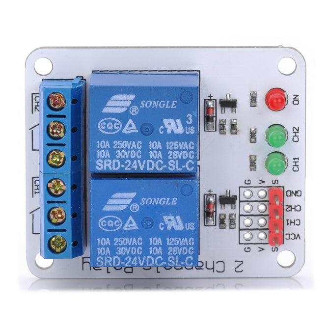2-Channel 24V Relay Module for 51 / AVR / AVR / ARM for Arduino (Works with Official Arduino Boards)