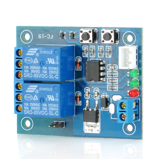 FC-16-K 2-Channel Self-Lock Relay Module - Blue