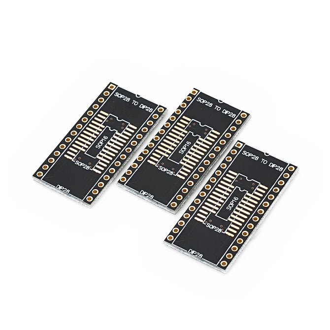Double-Side SOP28 / SOP16 / SSOP28 to DIP28 / DIP16 Adapter / Breakout Board for Arduino - (3 PCS)