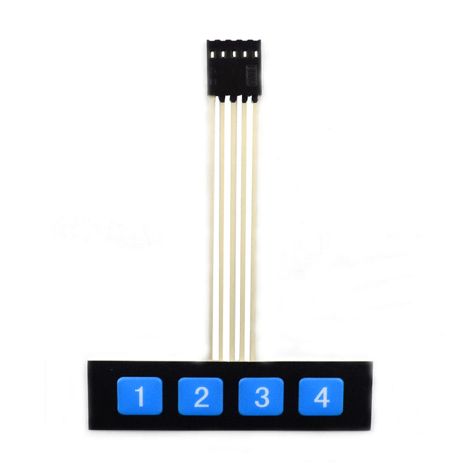MaiTech 1 x 4 Digital Matrix Membrane Switch / Positive Connection Matrix Keyboard - Black + Blue