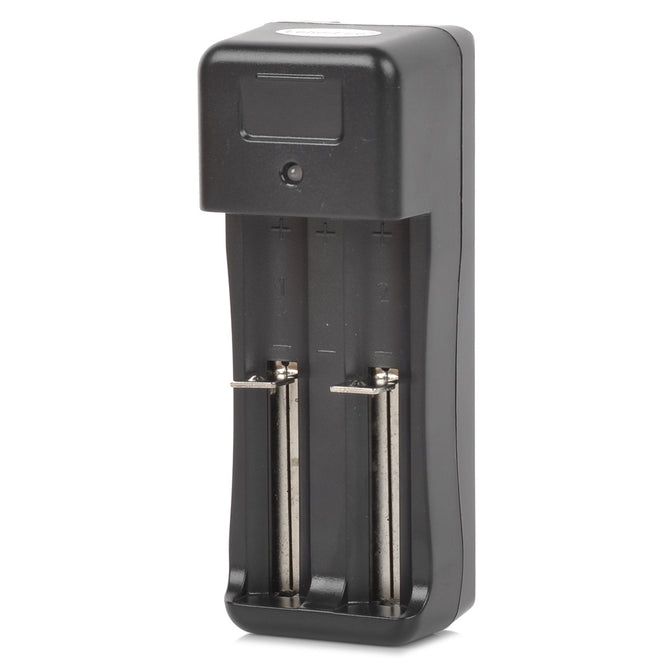 LetterFire HZS-002 4.2V 600mA Li-ion 2-Slot Battery Charger for 18650 + More - Black (100~240V)