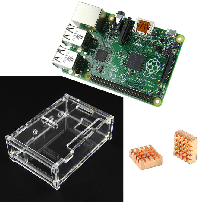 3-In-1 Rev 3.0 512M ARM Raspberry Pi Project Board Model B+ and 2 Heatsink and 1 Acrylic Case