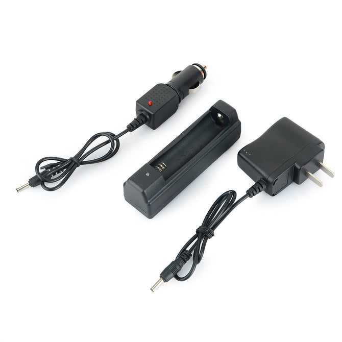 18650 Li-ion Battery Charging Stand + In-Car Charger + Travel Charger Set - Black