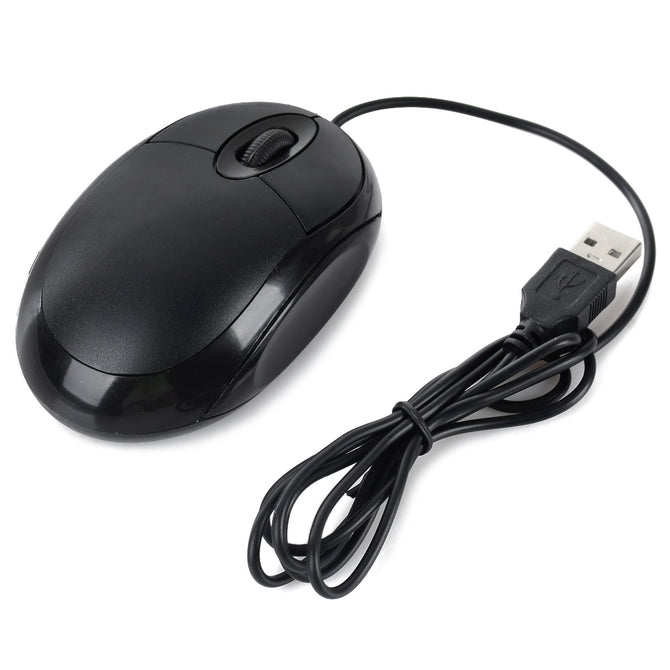 USB Wired Optical 800dpi Mouse for Desktop / Laptop Computer - Black