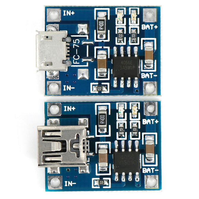 TP4056 3.7V Lithium Battery Micro + Mini USB Charger Module