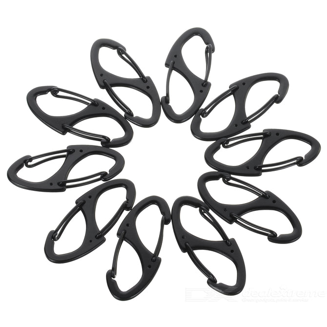FURA Zinc Alloy Dual-Spring Carabiner Keychains - Black (10 PCS)