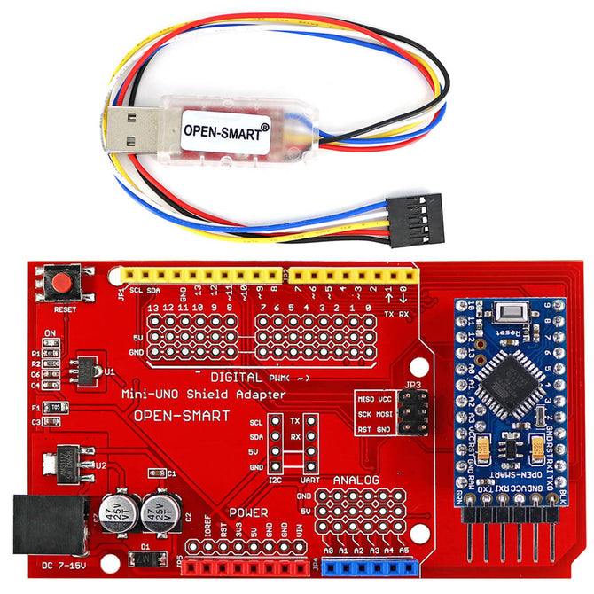 Pro Mini UNO Shield Adapter + Pro Mini Board + Programmer for Arduino