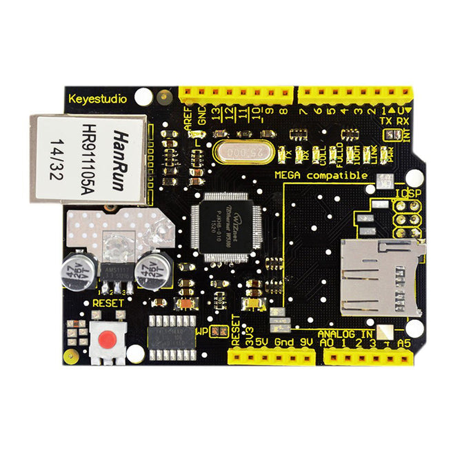 Keyestudio W5100 Ethernet Shield for Arduino - Black + Yellow