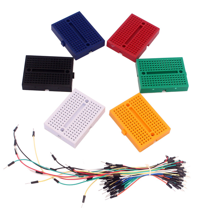 DIY 6pcs 170 Holes Mini Breadboards + 65pcs Breadboard Jumper Cables