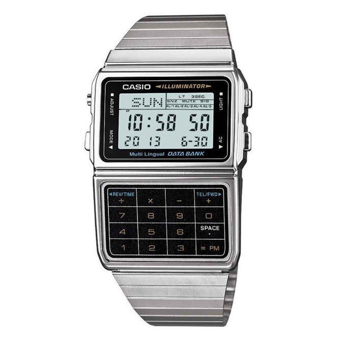 Casio DBC-611-1DF Databank Calculator Watch-Silver+Black (Without Box)