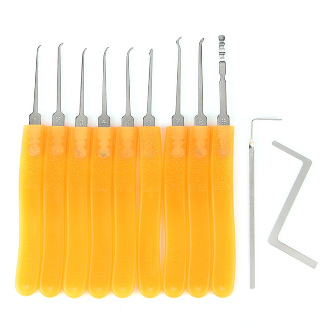 HakkaDeal 11-in-1 Lockpick Single Picks + Torsion Wrench Kit - Orange