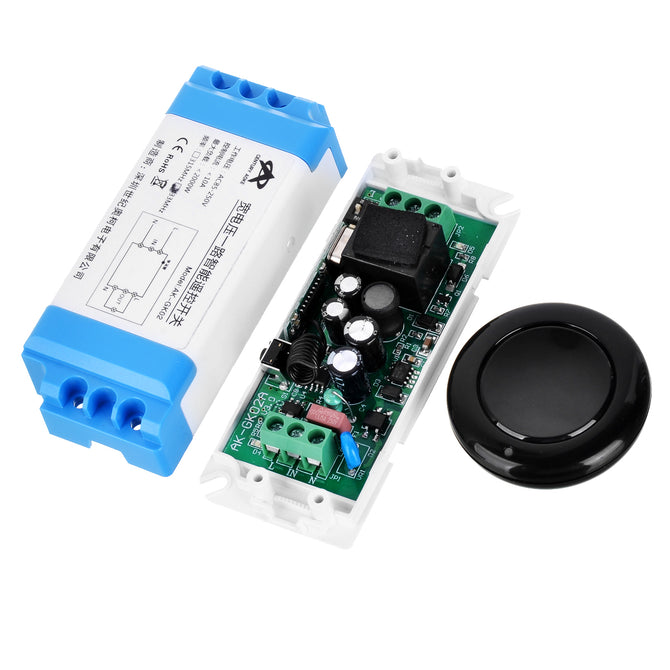 KJ-104-433MHZ AC85-250V Mini Round Wireless Remote Controller Digital Switch for Motor, LED Lamp, Power Doors, Windows Control