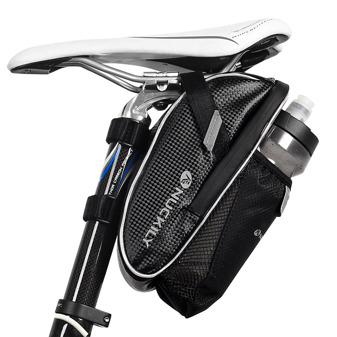 NUCKILY PL02 Portable Durable Folding Bicycle Back Seat Saddle Bag, Rear Tail Zipper Kettle Bag - Black