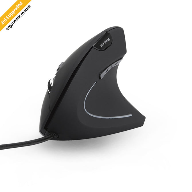 MODAO Ergonomic High Precision Optical Vertical USB Wired Mouse with Adjustable DPI - Black
