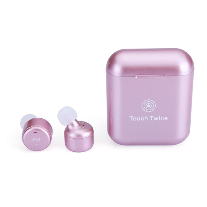 X3T TWS Wireless Universal Portable Mini Bluetooth Headset Earphone with Charging Box - Rose Gold