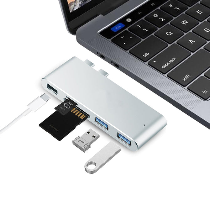 Measy Aluminum Alloy Type-C USB-C Hub Adapter for New 2016 2017 MacBook Pro 13" and 15" - Silver