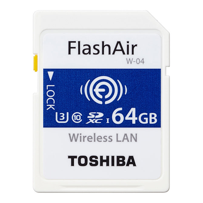 Toshiba FlashAir Wireless LAN W-04 SDHC 64GB U3 Class10 Memory Card w/ R:90MB/s, W: 70MB/s