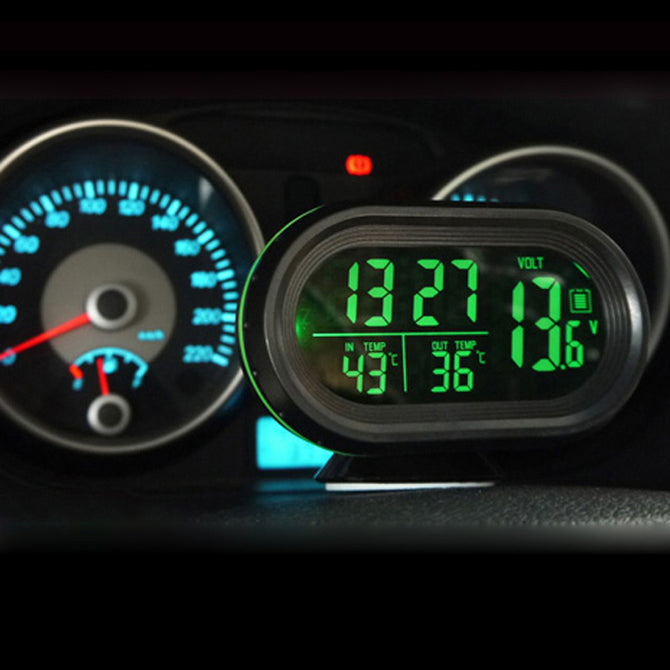 Car Voltage Monitor Car Clock Thermometer Digital Backlight Snooze Mode Vibrate Car Alert Nap Zapper Alarm for Safety