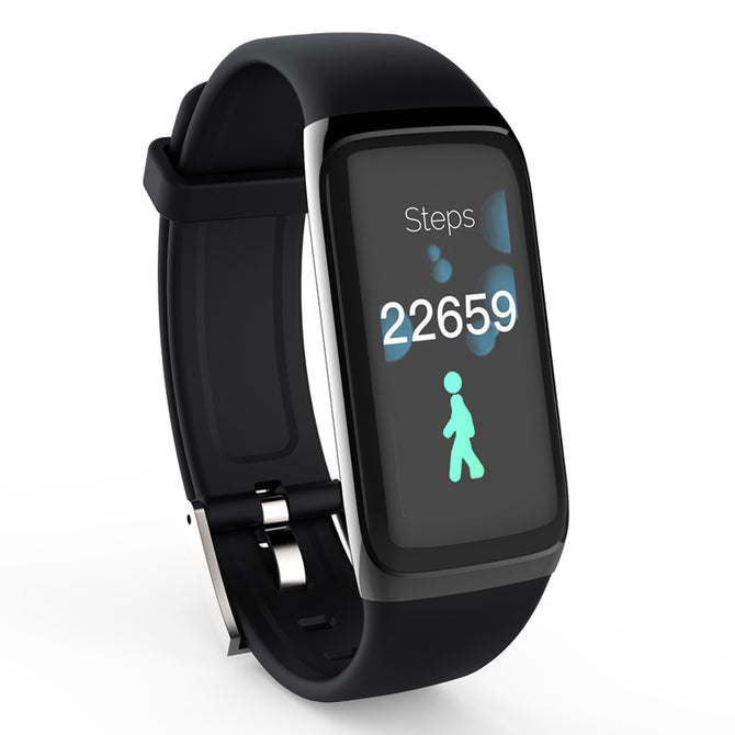 Amy Smart Bracelet Touch Color Screen Sports Wrist Watch Heart Rate Blood Pressure Monitoring - Black