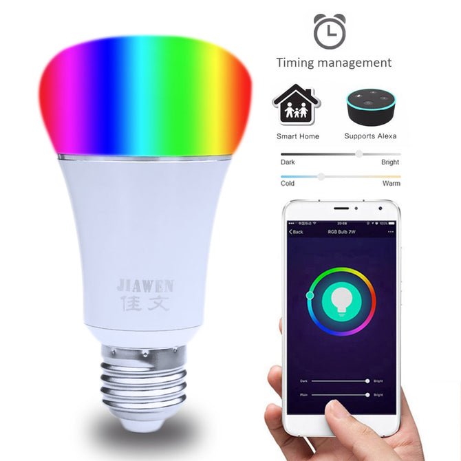 JIAWEN E27 Wi-Fi RGBW LED Bulb Light Voice Control by Alexa Echo / Google Home