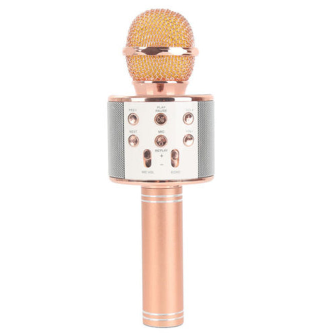 VRrobot WS858 Handheld Bluetooth Wireless karaoke Microphone with USB, 3.5mm, TF - Rose Gold