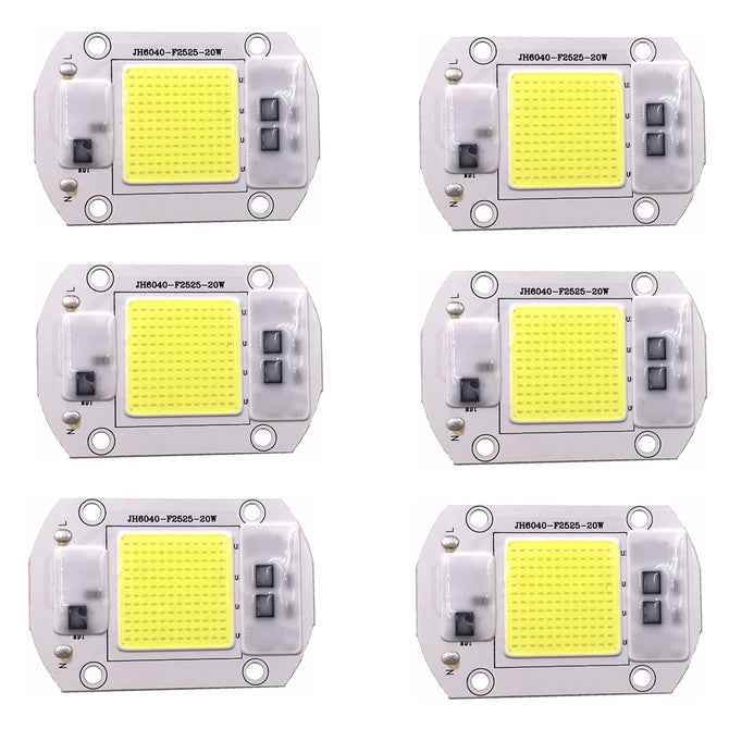ZHAOYAO 6Pcs 20W 2000lm 144-COB LED Integrated Lamp Beads White Light