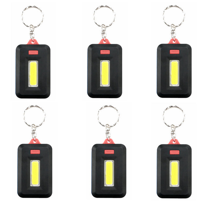 ZHAOYAO 6Pcs Mini COB 3-Mode Key Chain LED Light - Black + Red