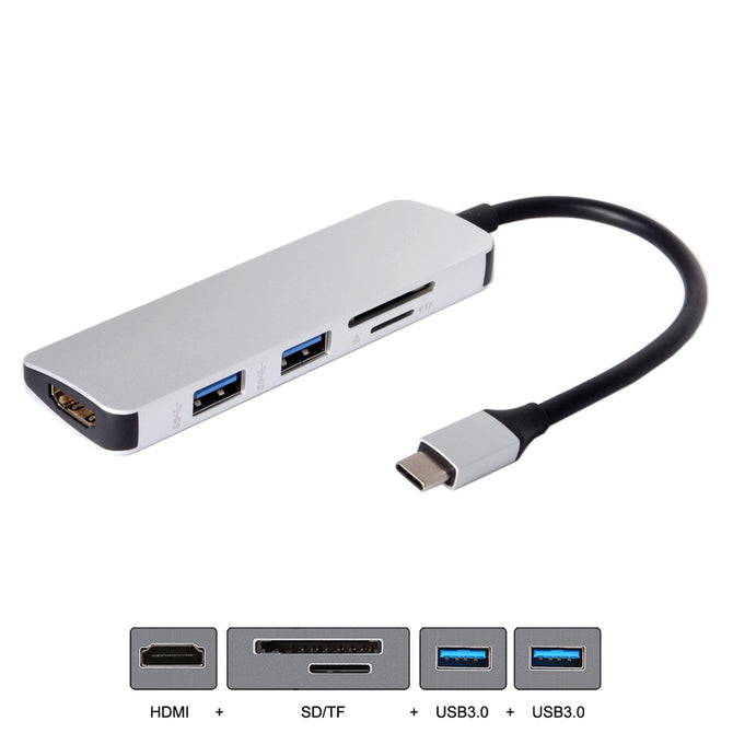CY UC-074 USB 3.1 Type-C USB-C to HDMI & Dual Ports 3.0 Hub & SD TF Card Reader