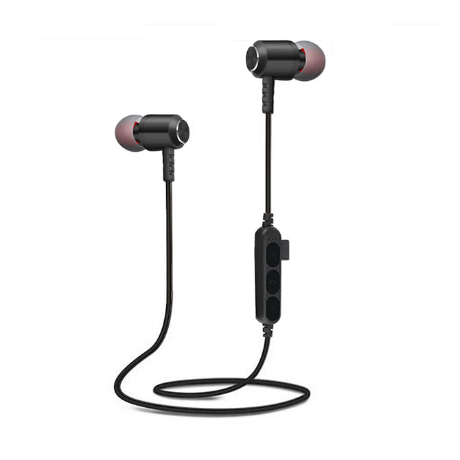 T15 Bluetooth In-Ear Wireless Magnetic Sweatproof Headset Earphone - Black