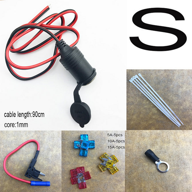 Jtron 90cm 1mm Core Car Cigarette Cigar Lighter DC12/24V Extension S Size Fuse Tap Holder Lead