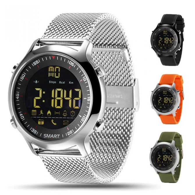 EX18 Smart Watch IP67 Waterproof Support Call And SMS Alert Pedometer Sports Activities Tracker Wristwatch Smartwatch Silver