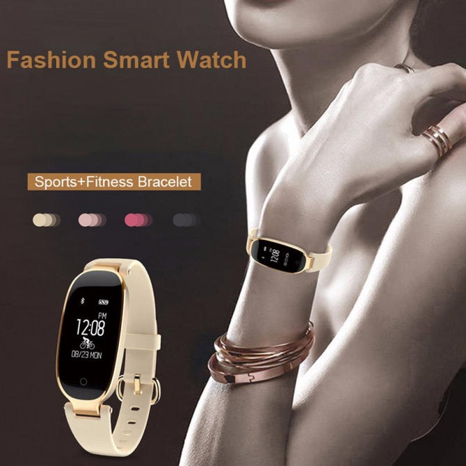 S3 Bluetooth Waterproof Smart Watch Fashion Women Ladies Heart Rate Monitor Fitness Tracker Smartwatch For Android IOS Gold