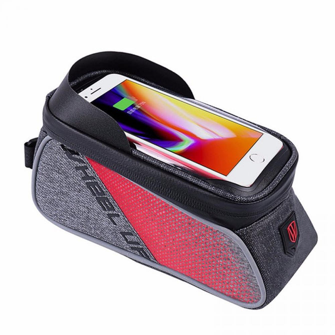 WHEEL UP Touch Screen Front Top Tube Bicycle Bags Rainproof MTB Road Cycling Bags 6.0 Inch Cell Phone Cases Light Grey