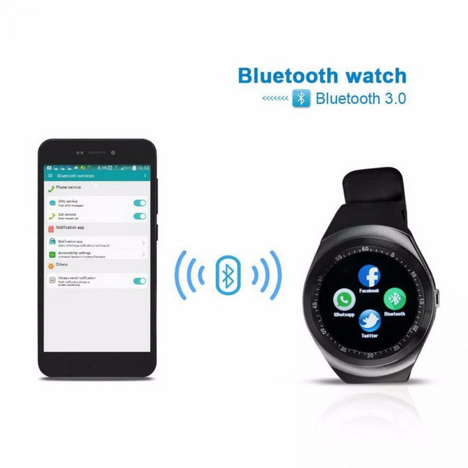 Round Screen Y1 Bluetooth Smart Watch Sport Step Watch Smart Wear Mobile Phone Watch White