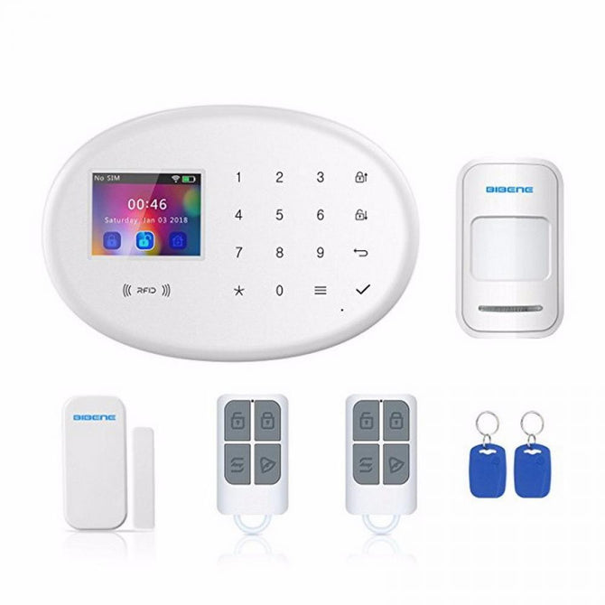 BIBENE WIFI GSM GPRS 2.4Ghz Home Security Alarm System DIY Kit With 8 Sensor Modes Instant Notification White
