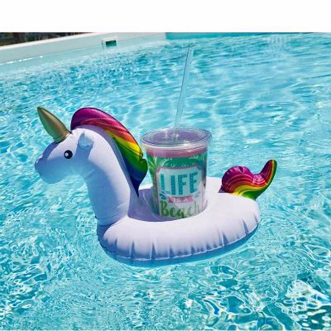 Mini Inflatable Unicorn Floating Cup Holder Pool Drink Holders Swim Ring Water Toys Party Beverage Boats Holder Baby Poo White