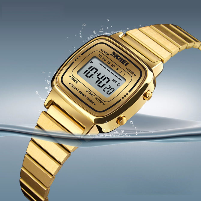 SKMEI 1252 Fashion Luxury Women Watches Waterproof Countdown LED Digital Lady Watch For Woman Relogio Feminino Montre Fe Silver