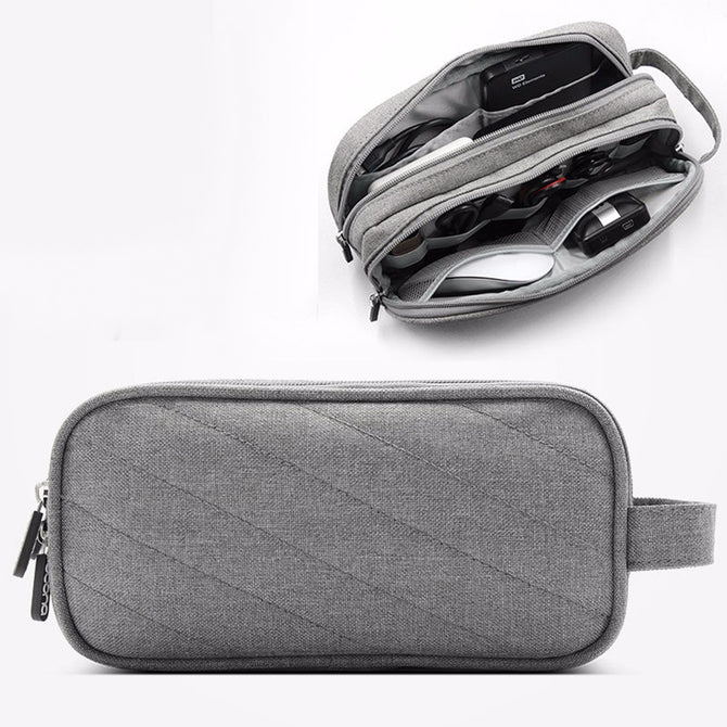 Multi-function Storage Bag Travel Package Business Travel Data Line Code Digital USB Data Cable HDD Organizer Dark Gray