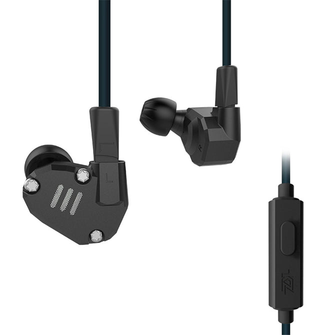 KZ ZS6 Balanced Armature With Dynamic In-ear Earphones Hybrid HiFi Headphones - Black (With Microphone)