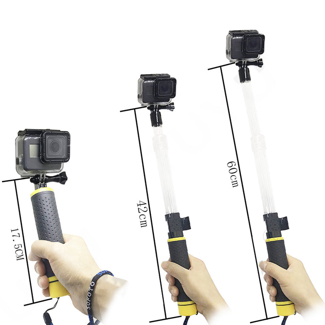 2 in 1 Bobber Pole, Transparent Handheld Waterproof Divng Pole for GoPro Hero 6/5/4/ 5 Session