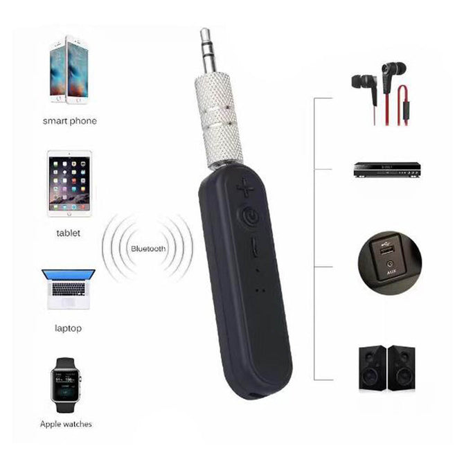 Lavalier Bluetooth 4.2 Car Handsfree Audio Receiver Adapter Auto AUX