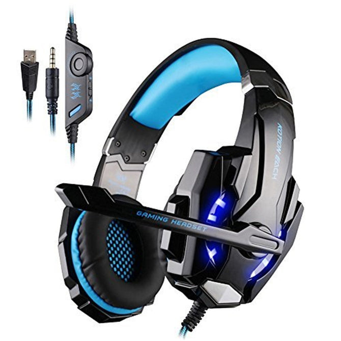 KOTION EACH G9000 7.1 Surround Sound Gaming Headset 3.5mm Computer Game Headphone With Mic LED Light For Tablet PC PS4 Black