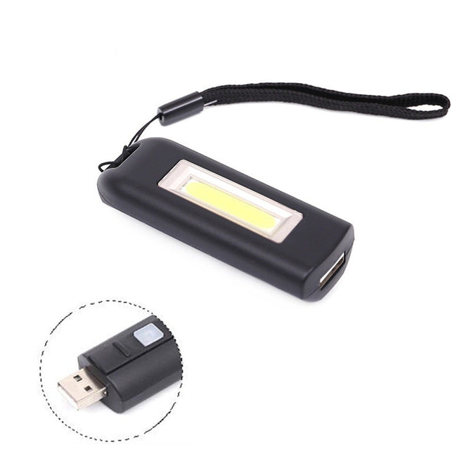 Portable Rechargeable Mini COB LED Flashlight Keychain Handy Light Emergency Lamp Carabiner Camping Outdoor Torch 6W/Black