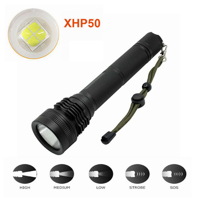 ZHAOYAO Waterproof CREE XHP50 2500LM 5-Mode 18650/26650 Tactical LED Flashlight