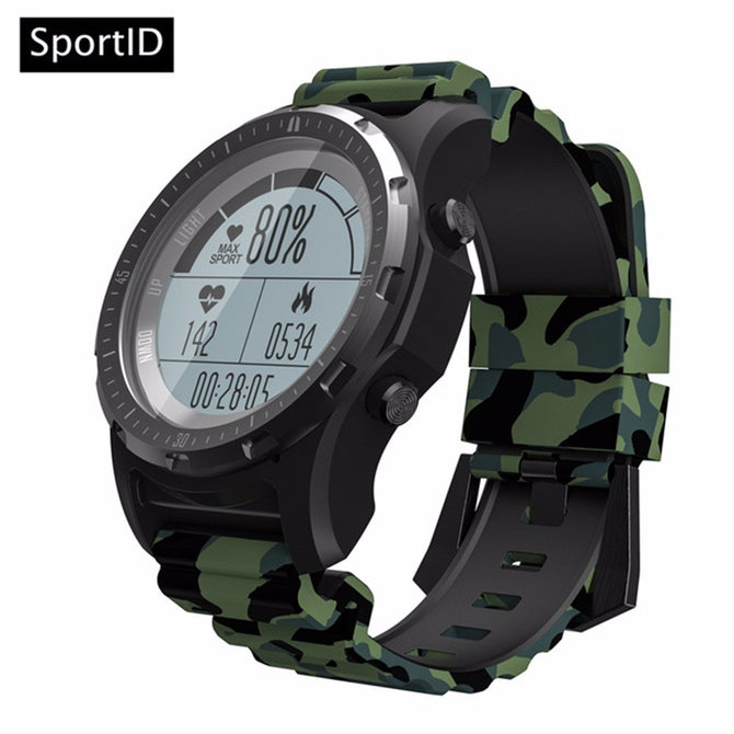 S966 Men\'s Smart Watch Wristwatch W/ GPS Fitness Tracker, Waterproof Compass, Sport Clock, Heart Rate Monitor Green